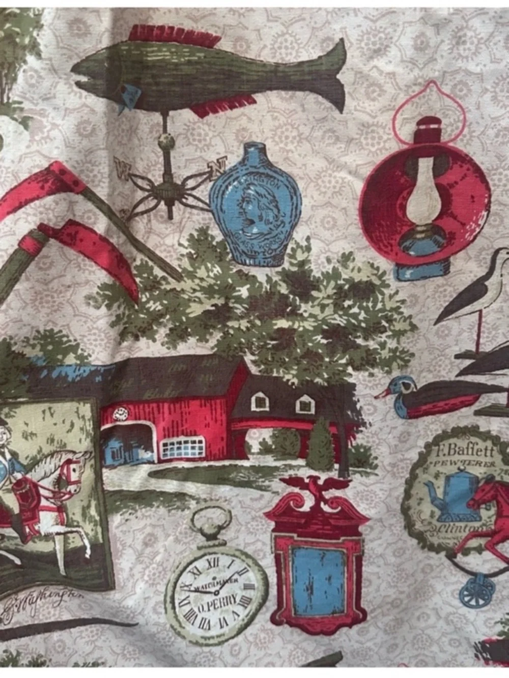 Vintage Curtains Americana Colonial Pinch Pleat Drapes George Washington